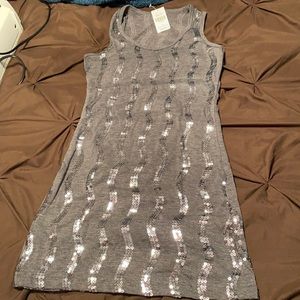 Brand New Gray sleeveless top with gray sequins